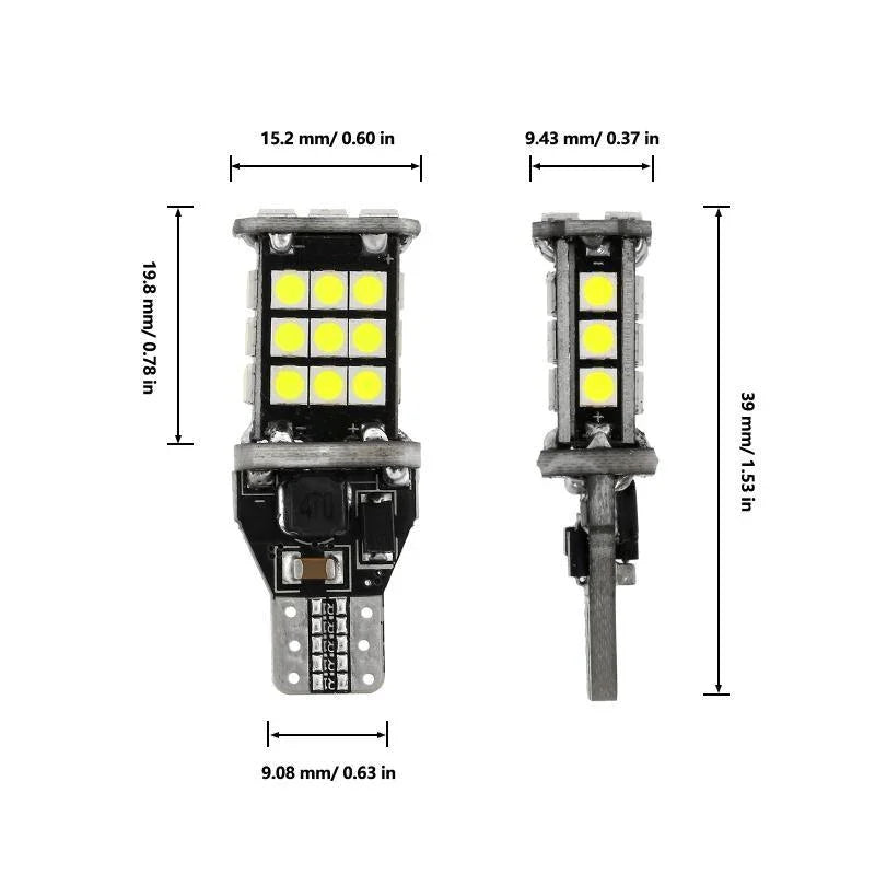 912 921 T15 W16W Ampoules LED pour recul, stop et feux arrière 10W 300% haute luminosité sans erreur CAN-bus 6500K blanc – 2…