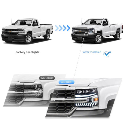 LED bloc optique avant projecteur double faisceau noir pour 2016–2018 Chevrolet Silverado 1500 4th Gen Facelift – vue 9