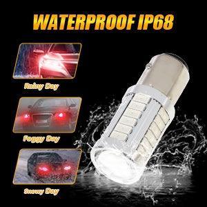 1157 BAY15D Ampoules LED pour feux stop et arrière 20W 4000LM rouge 33LED série – 2 ampoules – vue 9 – NOVADOMIO