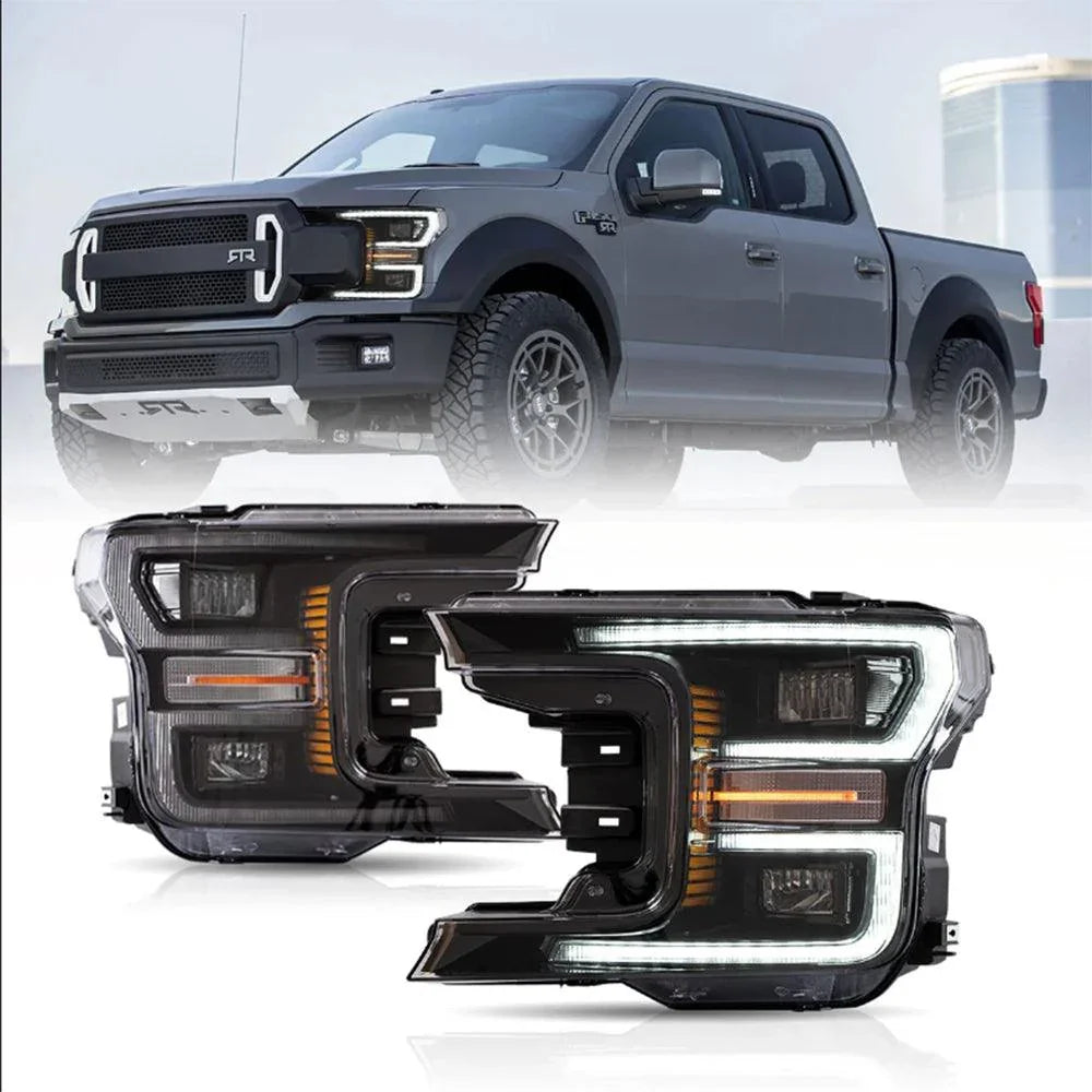 LED bloc optique avant Dual Beam Projector avec Start-up Animation noir/Chrome pour 2018-2020 Ford F150 13th Gen – vue 13