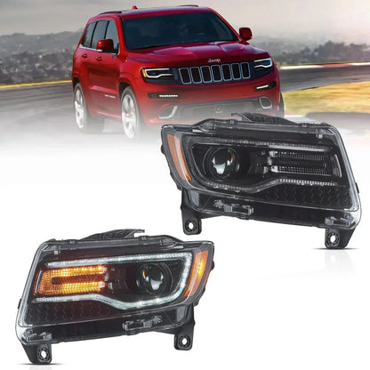 LED bloc optique avant Full LED avec Startup Animation/bleu DRL pour 2011–2013 Jeep Grand Cherokee (WK2) – NOVADOMIO
