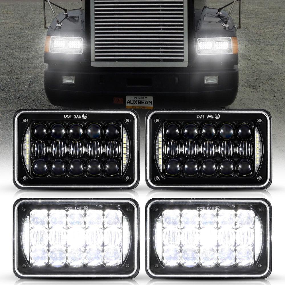 4x6 LED Headlights Rectangular Headlamps Hi/Lo Sealed Beam avec DRL DOT Approved Replacement H4651 H4652 H4656 H4666 H6545 C…