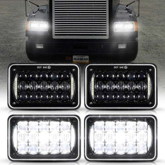 4x6 LED Headlights Rectangular Headlamps Hi/Lo Sealed Beam avec DRL DOT Approved Replacement H4651 H4652 H4656 H4666 H6545 C…