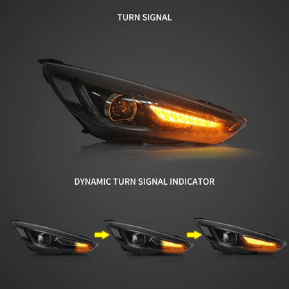 LED bloc optique avant projecteur double faisceau noir pour 2015–2018 Ford Focus 3th Gen Mark III Facelift – vue 6