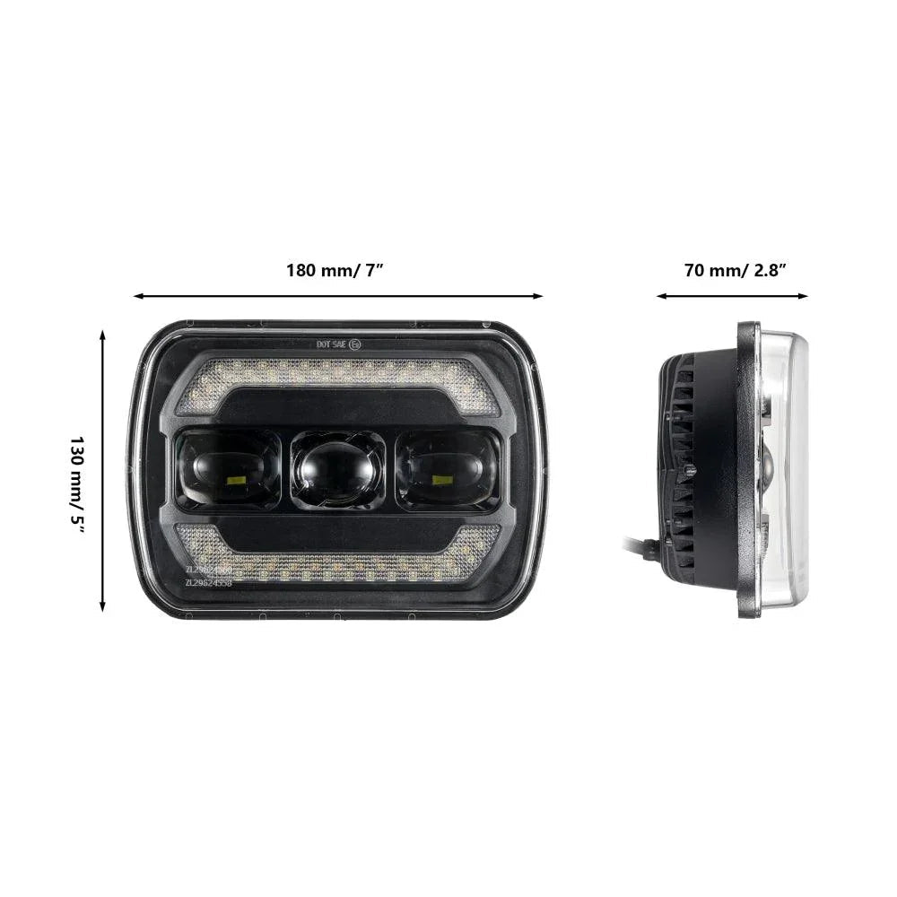 (2pcs/set) 7x6 Inch Sealed Beam LED Headlights avec Hi-Lo Beam Yellow clignotant blanc DRL Lamps – vue 8
