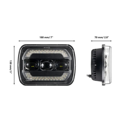 Lot de 2 7×6″ optique scellée phares LED avec feux de route/croisement jaune clignotant blanc DRL Lamps – vue 8 – NOVADOMIO