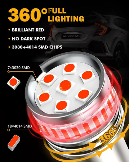 1157 BAY15D Ampoules LED pour feux stop et arrière 11W 4000LM rouge B1 série – 2 ampoules – vue 5 – NOVADOMIO