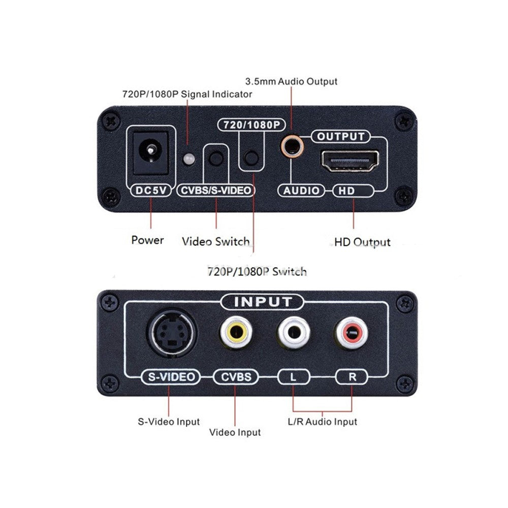 Convertisseur RCA CVBS AV vers HDMI vidéo HD AV + s-vidéo vers HDMI ConverterSwitch 1080P – vue 2