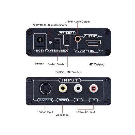 Convertisseur RCA CVBS AV vers HDMI vidéo HD AV + s-vidéo vers HDMI ConverterSwitch 1080P – vue 2