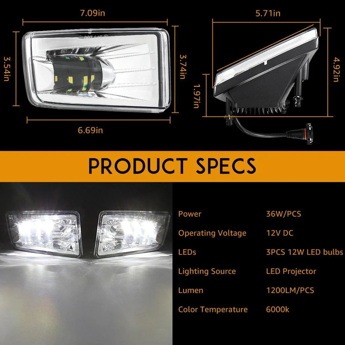 (2pcs/set) 36W Chrome LED Fog Lights 5202 pour GMC YUKON 2015-2016 – vue 5