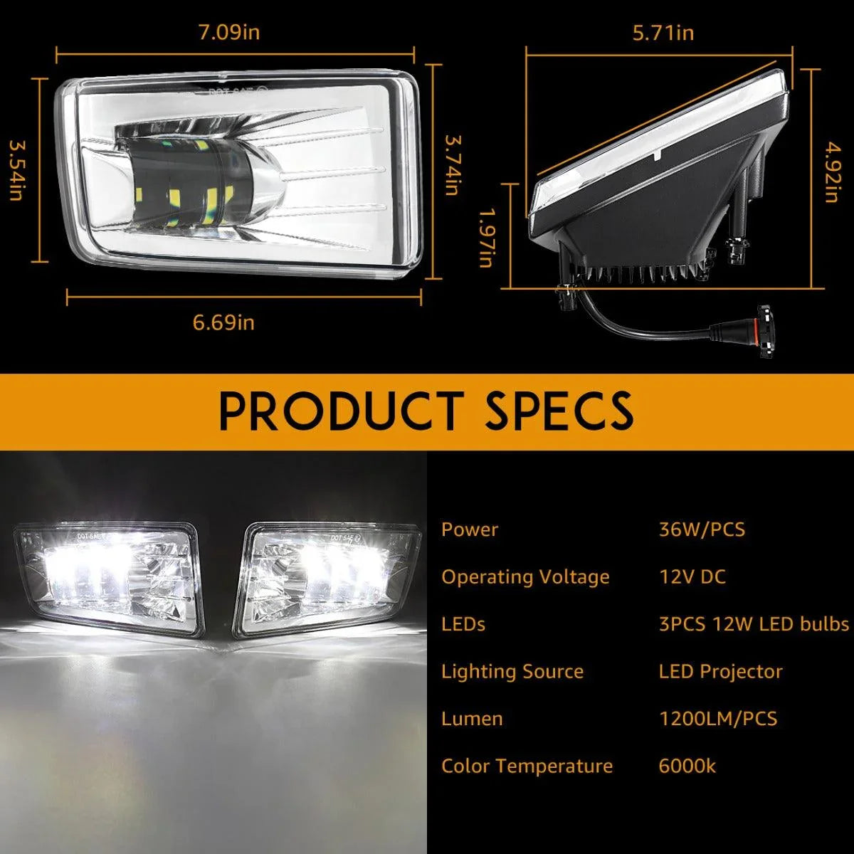 (2pcs/set) 36W Chrome LED Fog Lights 5202 pour Chevy(Chevrolet) – vue 5