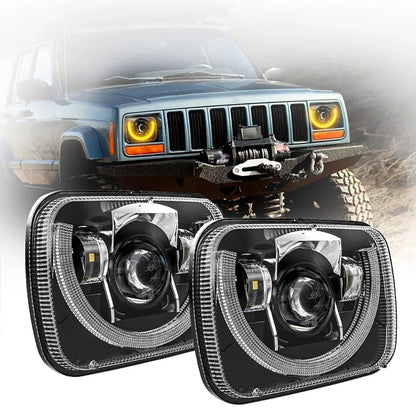 7×6″ optique scellée phares LED avec feux de route/croisement & orange clignotant blanc DRL pour Jeep Cherokee XJ/Wrangler