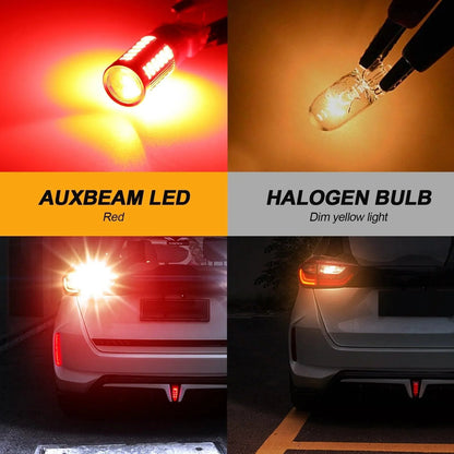 T25 3157 3156 Ampoules LED pour feux stop et arrière 20W 4000LM rouge 33LED série – 2 ampoules – vue 2 – NOVADOMIO