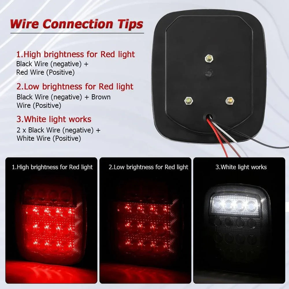 (2pcs/set) Universal Tail Lights 16LEDs pour Jeep Wrangler YJ TJ CJ Truck Trailer Boat (Smoked) – vue 4