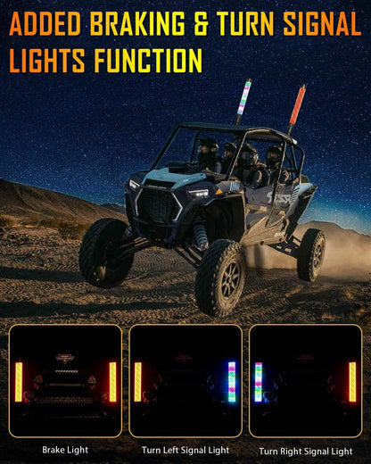 New 1.9FT LED RGB fouets LED avec clignotant & feu stop, Bluetooth APP/ télécommande – vue 6 – NOVADOMIO