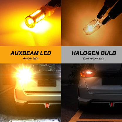 T25 3157 3156 Ampoules LED pour clignotants avant/arrière et feux latéraux 20W 4000LM 3500K orange 33LED série – 2 ampoules