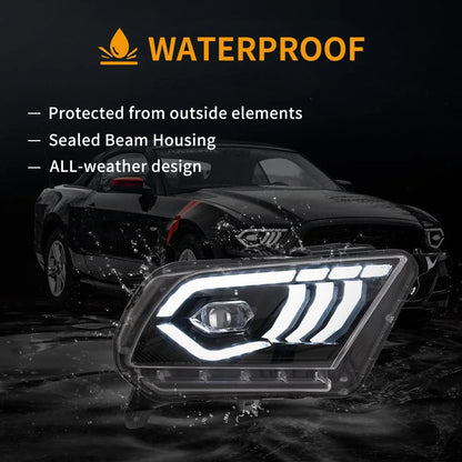 LED bloc optique avant projecteur double faisceau noir pour 2010–2014 Ford Mustang 5th Gen Facelifted – vue 9 – NOVADOMIO