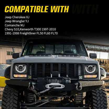 7×6″ optique scellée phares LED avec feux de route/croisement & orange clignotant blanc DRL pour Jeep Cherokee XJ/Wrangler