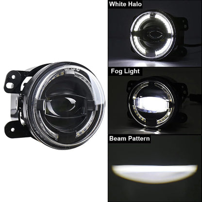 Lot de 2 4″ 60 W LED antibrouillards avec blanc anneau Halo DRL pour Jeep Wrangler JK/ Jeep Grand Cherokee/ Dodge – vue 2