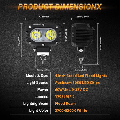 4″ 30 W Corrugated Lens faisceau large projecteurs LED compacts avec Dual montant A support de montage pour Ford Bronco 2/4