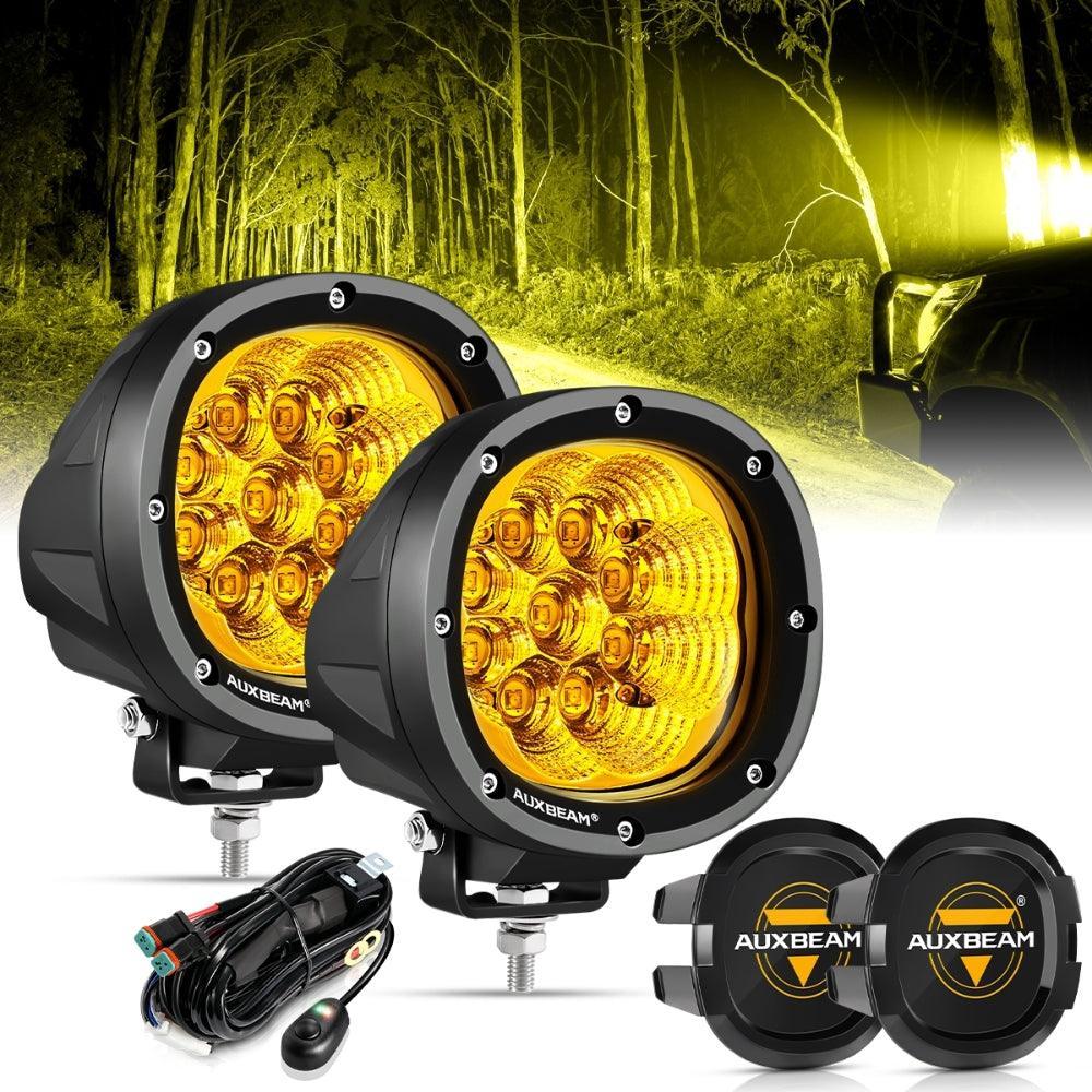 P4 série | 4 Inch 90W 9000LM Round LED Driving Lights Flood orange Pod Lights – vue 16