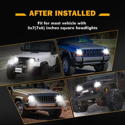 Starlight Flow série 7×6″ optique scellée phares LED avec feux de route/croisement & orange clignotant blanc DRL pour Jeep