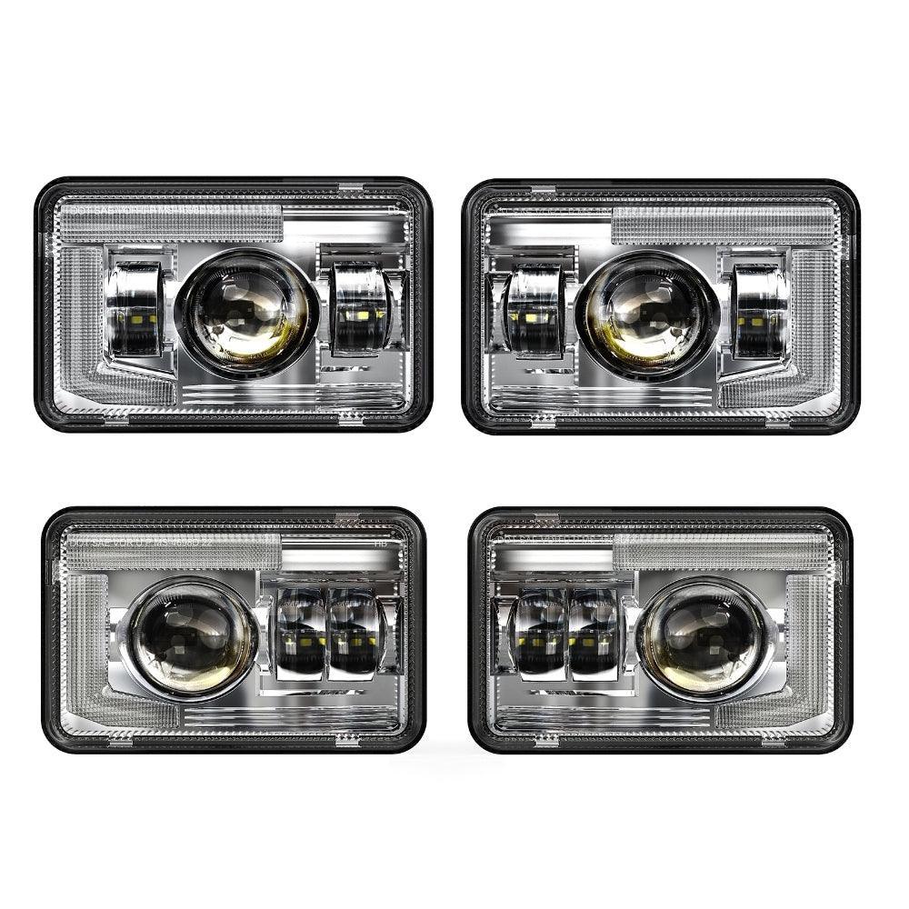 4x6 Inch DOT Sealed Beam LED Headlights avec DRL pour Peterbilt Kenworth Freightinger Ford Chevrolet