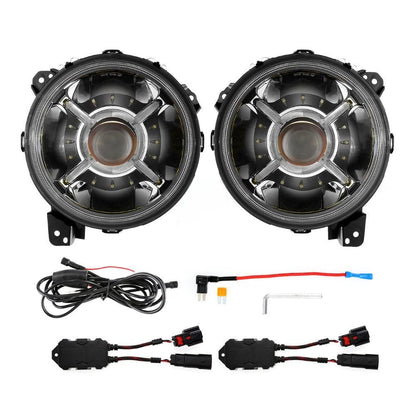 9″ rond 100 W phares LED avec DRL & 4″ 30 W LED antibrouillards pour 2018–2022 Jeep Wrangler JL, 2019–2022 Gladiator JT – vue