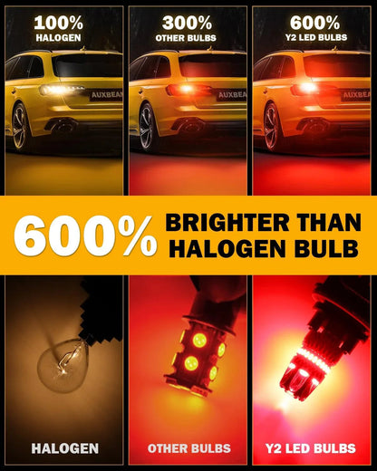 T25 3157 3156 Ampoules LED pour feux stop et arrière 14W 6000LM sans erreur CAN-bus rouge Y2 série – 2 ampoules – vue 6