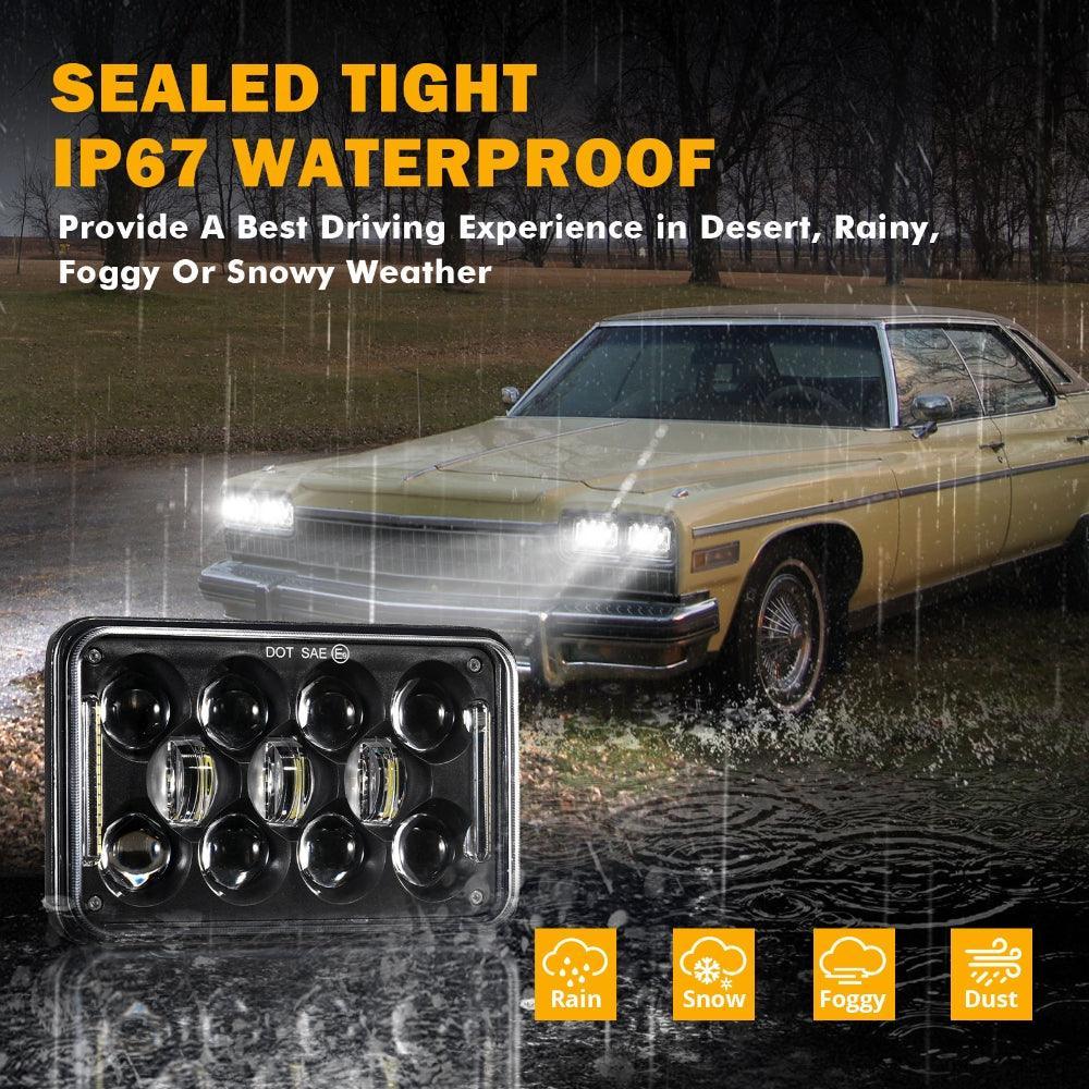 4x6 LED Headlights Rectangular Headlamps avec DRL High Low Beam DOT Approved Compatible avec Peterbil Kenworth Freightliner…