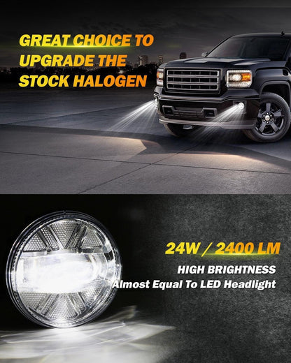 Lot de 2 48 W LED antibrouillards homologation DOT pour 2007–2013 GMC Sierra 1500 / 2007–2014 Sierra 2500HD 3500HD (chromé)