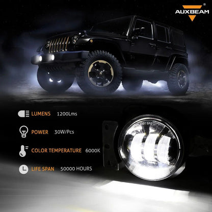Lot de 2 4″ rond LED Fog Lamps avec 2 Brackets pour 2018 2019 2020 Jeep Wrangler JL JLU Jeep Gladiator JT – vue 4 – NOVADOMIO