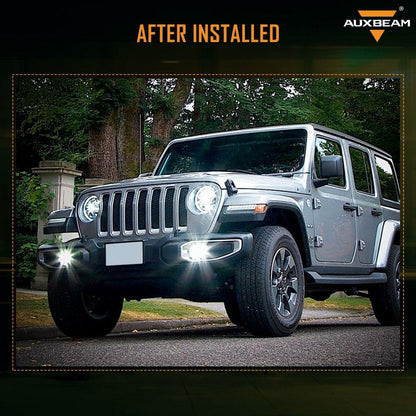 Lot de 2 30 W 4″ LED antibrouillards avec Adapter Ring & 2 Brackets pour Jeep Wrangler JL JLU 2018 2019 2020 2021, Jeep