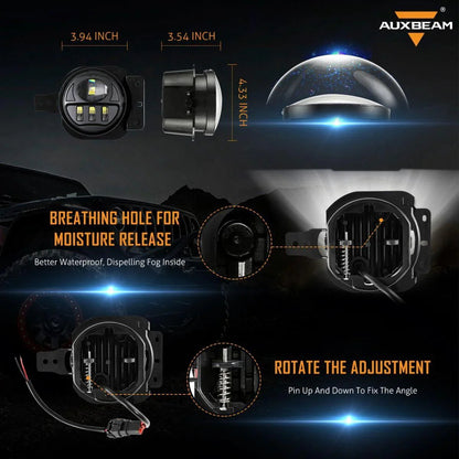 Lot de 2 30 W 4″ LED antibrouillards avec Adapter Ring & 2 Brackets pour Jeep Wrangler JL JLU 2018 2019 2020 2021, Jeep