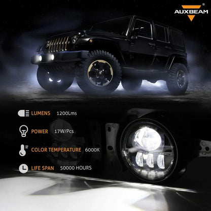Lot de 2 30 W 4″ LED antibrouillards avec Adapter Ring & 2 Brackets pour Jeep Wrangler JL JLU 2018 2019 2020 2021, Jeep