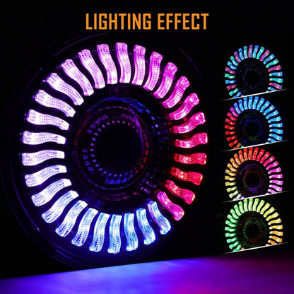 Lot de 2 7″ 80 W feux de route/croisement LED phare avec RGB Flowing anneau Halo commande par application pour Jeep Wrangler