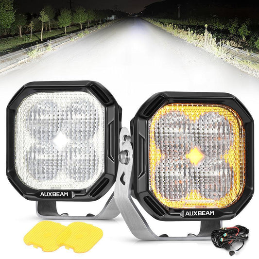 Color Play série 3 Inch 100W Flood Projecteurs LED compacts tout-terrain avec blanc DRL & orange clignotant Lights