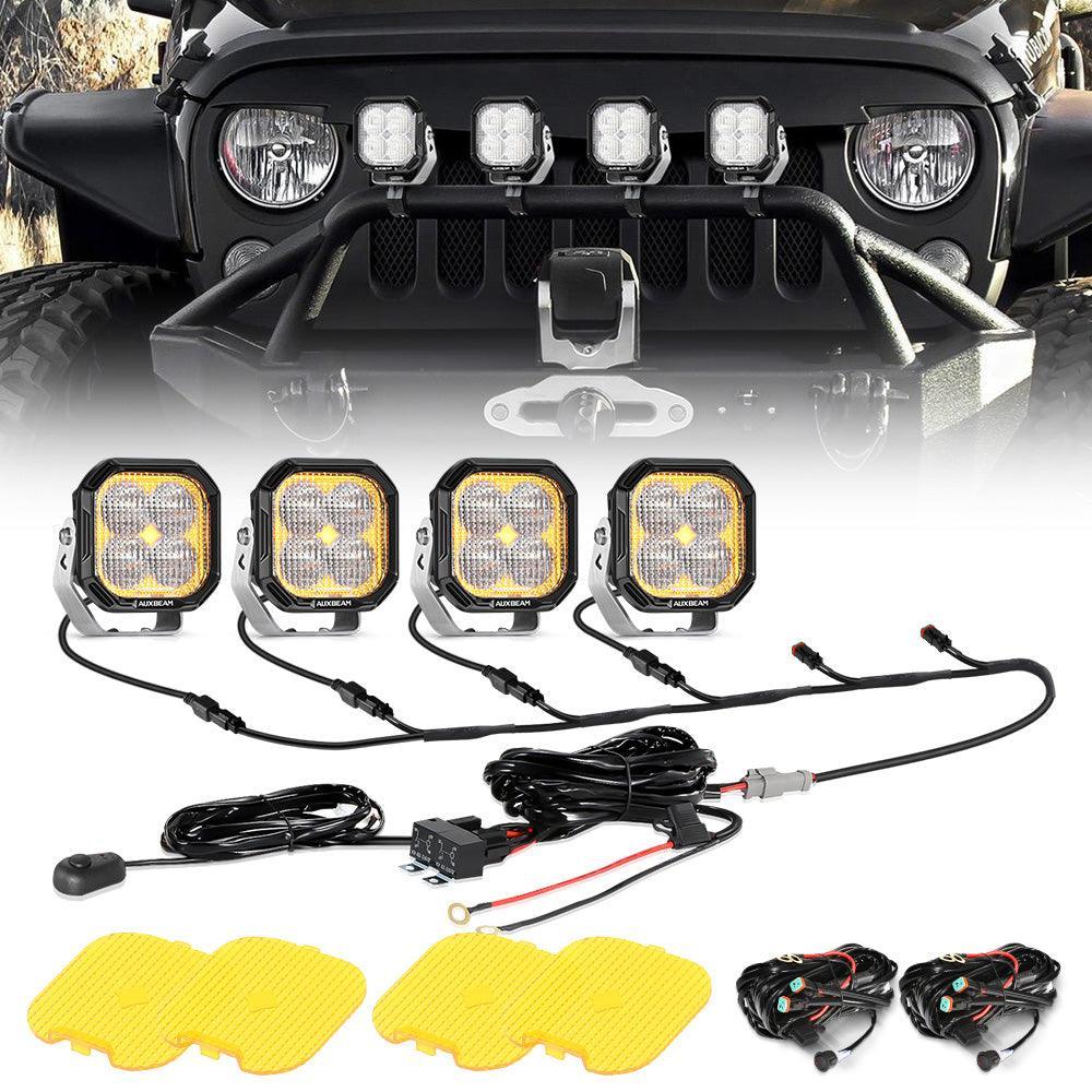 Color Play série 3 Inch 100W Flood Projecteurs LED compacts tout-terrain avec blanc DRL & orange clignotant Lights – vue 12