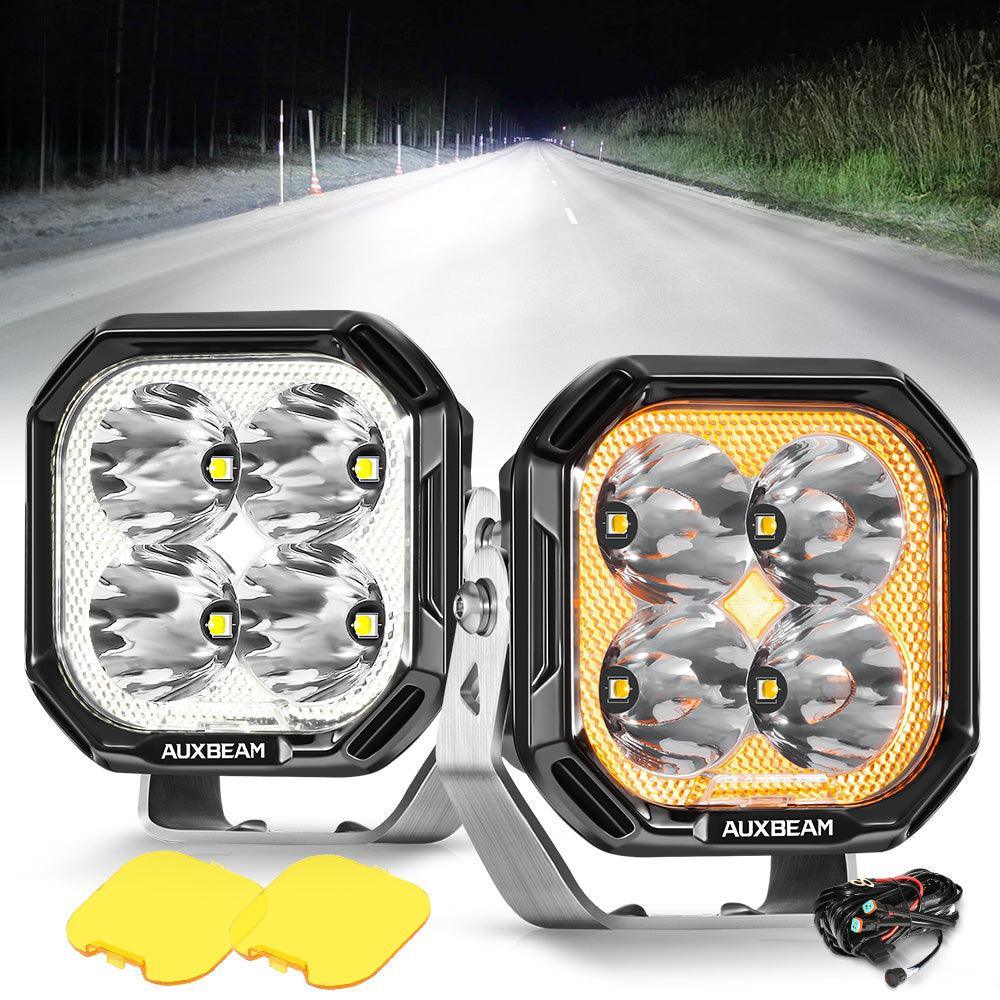 Color Play série 3 Inch 100W Spot Projecteurs LED compacts tout-terrain avec blanc DRL & orange clignotant Lights