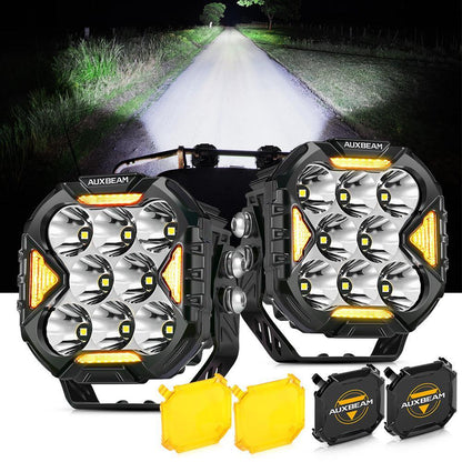 CUBE-Z série 4″ Projecteurs LED compacts tout-terrain avec blanc DRL & feux clignotants orange – vue 13 – NOVADOMIO