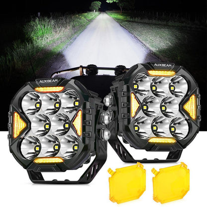 CUBE-Z série 4″ Projecteurs LED compacts tout-terrain avec blanc DRL & feux clignotants orange – NOVADOMIO