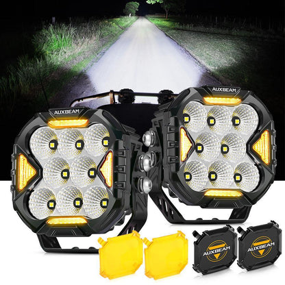 CUBE-Z série 4″ Projecteurs LED compacts tout-terrain avec blanc DRL & feux clignotants orange – vue 14 – NOVADOMIO