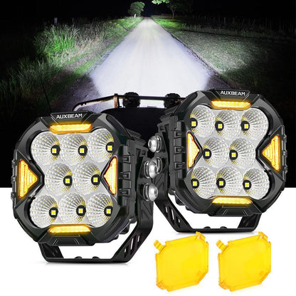 CUBE-Z série 4″ Projecteurs LED compacts tout-terrain avec blanc DRL & feux clignotants orange – vue 15 – NOVADOMIO