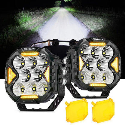 CUBE-Z série 4″ Combo Projecteurs LED compacts tout-terrain avec blanc DRL & feux clignotants orange – NOVADOMIO