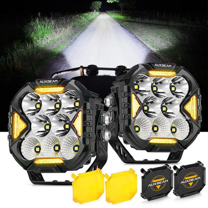 CUBE-Z série 4″ Projecteurs LED compacts tout-terrain avec blanc DRL & feux clignotants orange – vue 17 – NOVADOMIO