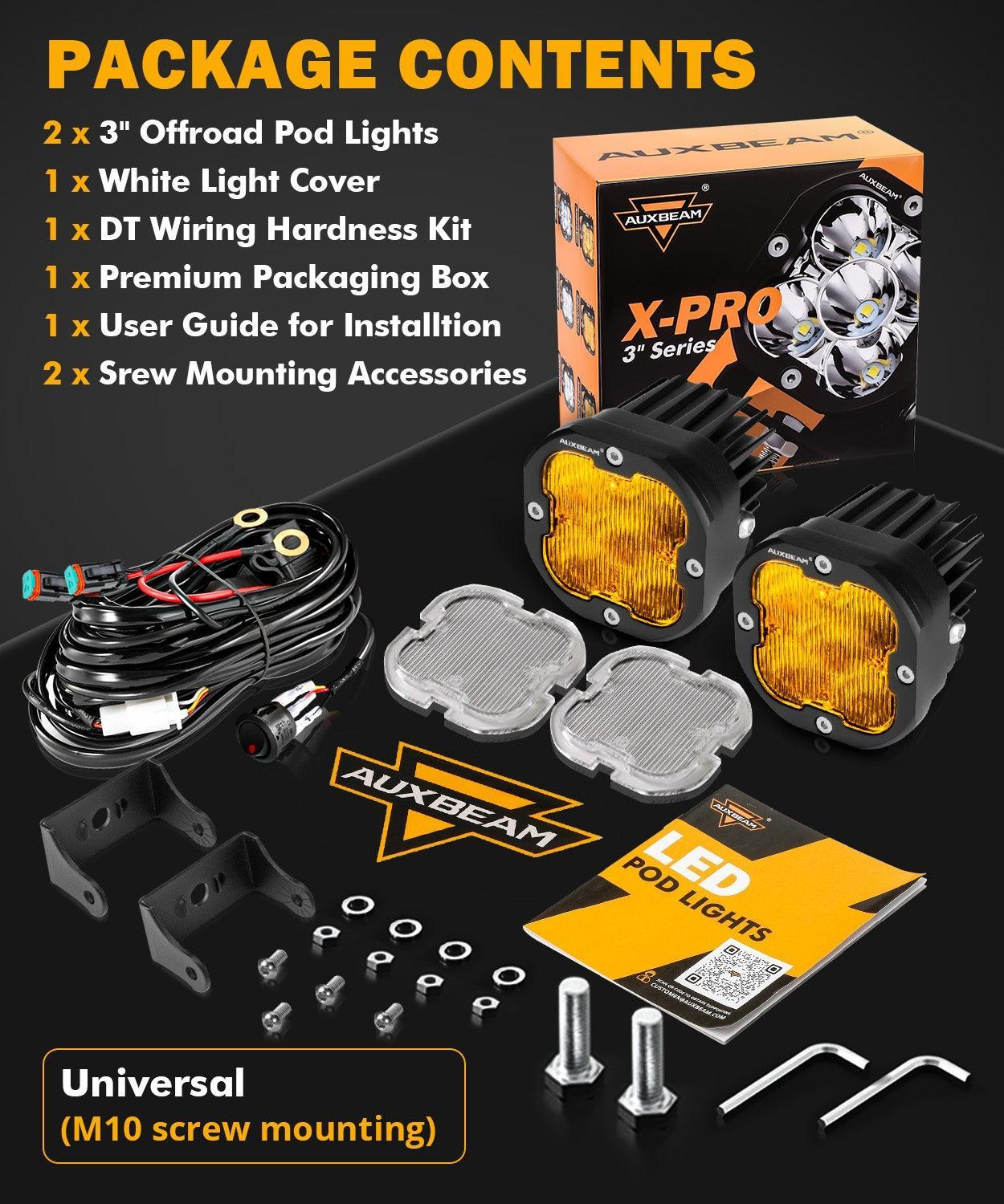 XP-ULTRA série 3 Inch 80W faisceau large LED Pods orange&blanc Offroad Lights – vue 6