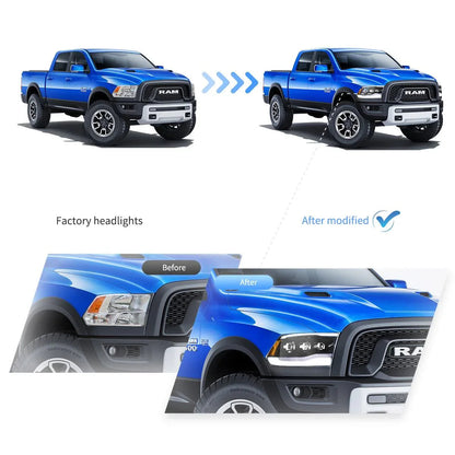 LED bloc optique avant Matrix Projector noir pour 2009–2018 Dodge Ram 4th Gen 1500 2500 3500 – vue 9 – NOVADOMIO