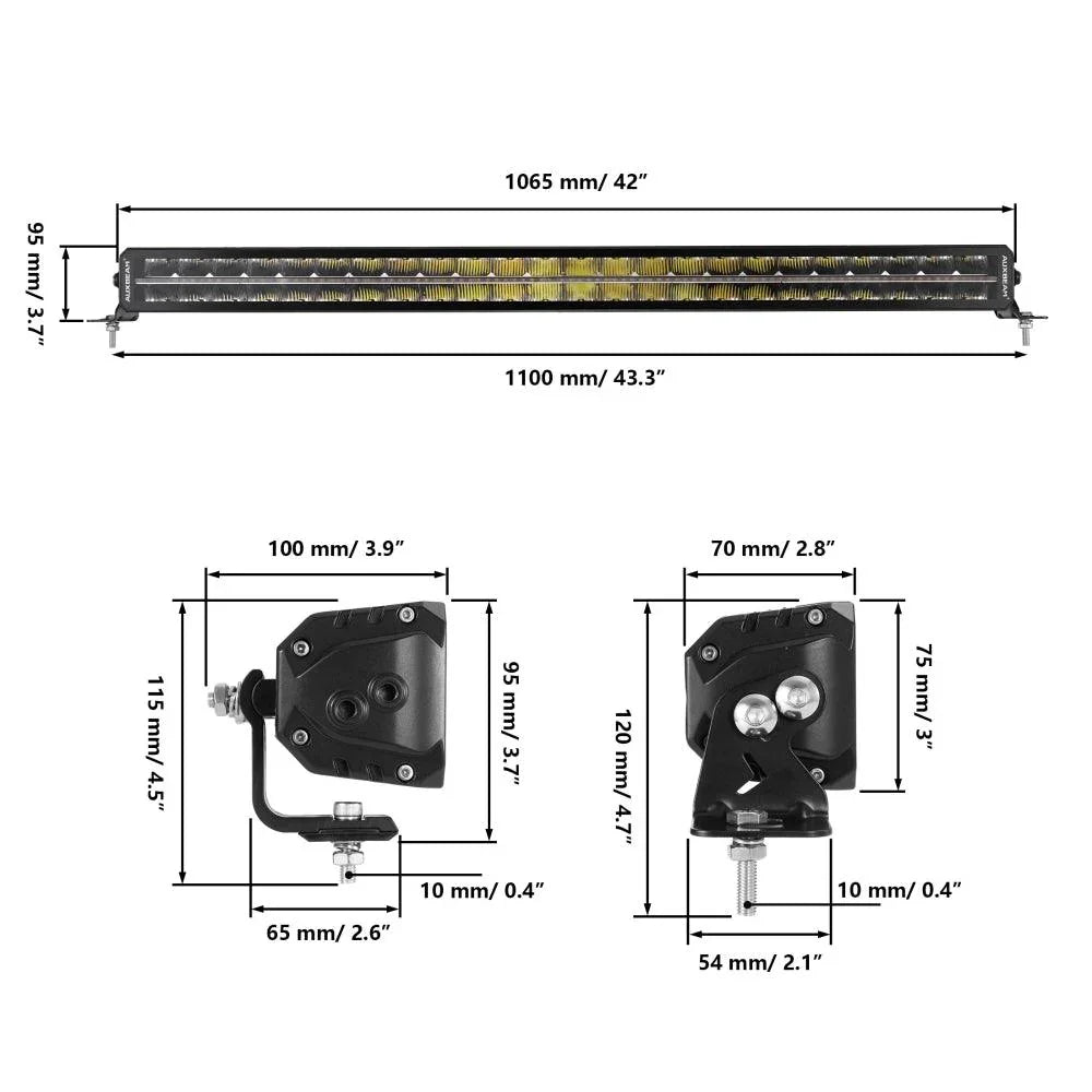 SP-DRL série 42 Inch 278W 32640LM Dual Row Off Road Barres LED avec orange&blanc DRL – vue 13