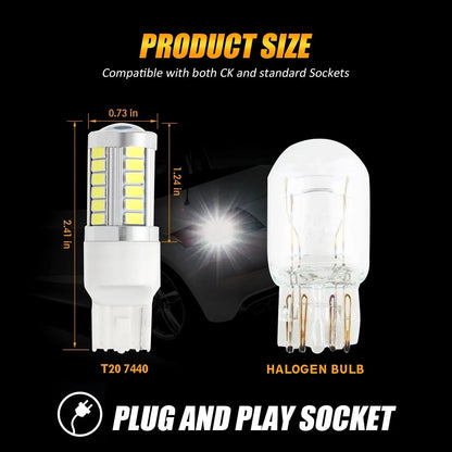 7440 7440 A Ampoules LED pour recul, clignotants, stop et feux arrière 20 W 4 000 lm 6 500 K blanc 33LED série – 2 ampoules