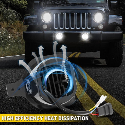 9″ rond 100 W phares LED avec DRL & 4″ 30 W LED antibrouillards pour 2018–2022 Jeep WRANGLER JL – vue 8 – NOVADOMIO